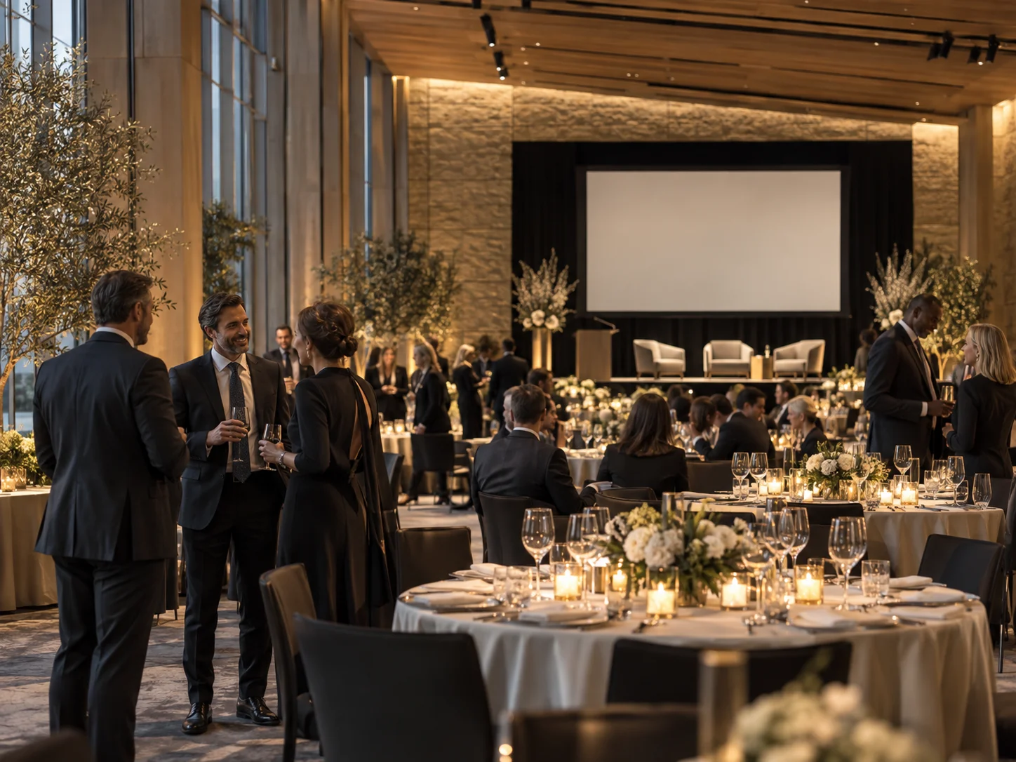 AI concept of professionals gathering for a leadership dinner